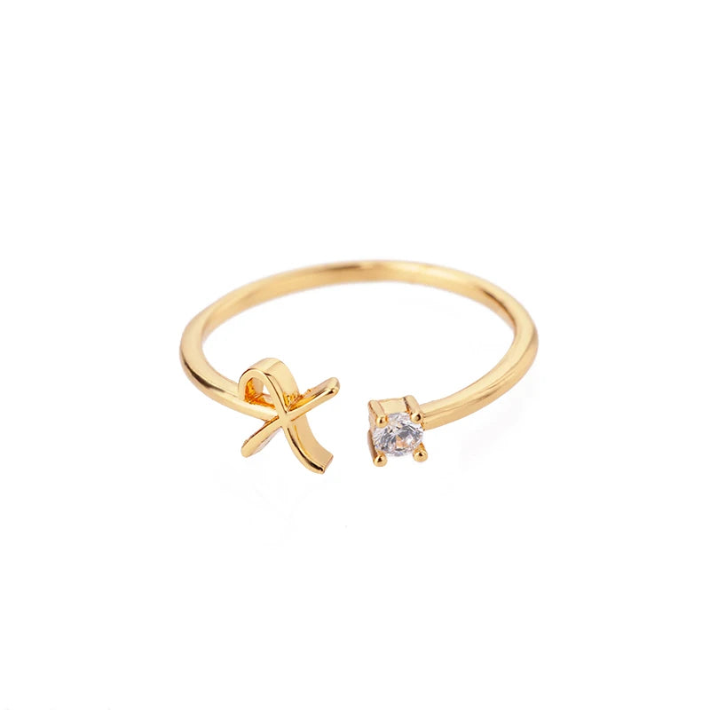 A-Z-Anfangsringe für Frauen, offen, verstellbar, Edelstahl, Ehering, 2025, Trend, Goldfarbe, Paar-Schmuck, Accessoires, Geschenk