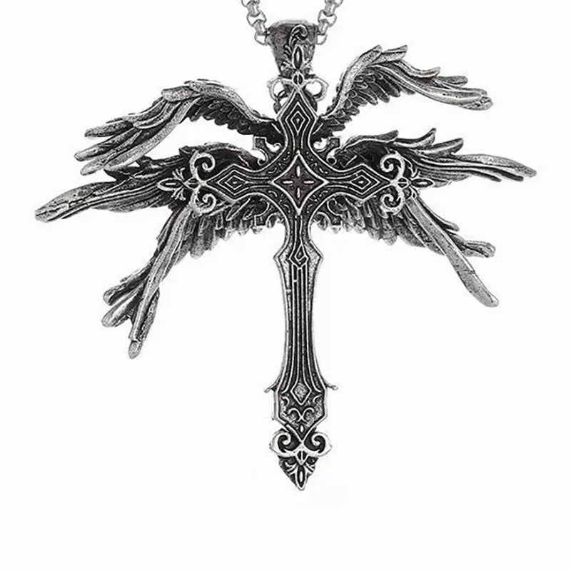 Heiße Neue Mode Retro Seraph Kreuz männer Halskette Übertrieben Mode Anhänger Zubehör