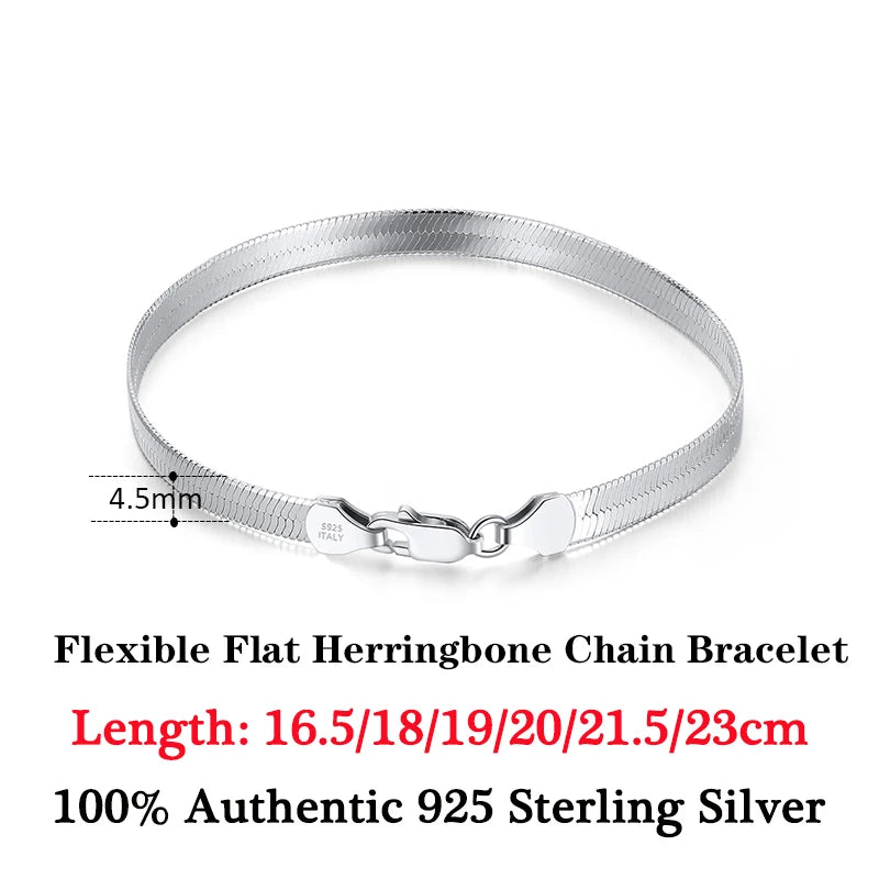 ORSA JEWELS Italienisches Armband aus massivem 925er-Sterlingsilber für Herren, flexibel, flach, Fischgrätenmuster, Damen-Kettenarmband, Schmuck SB107