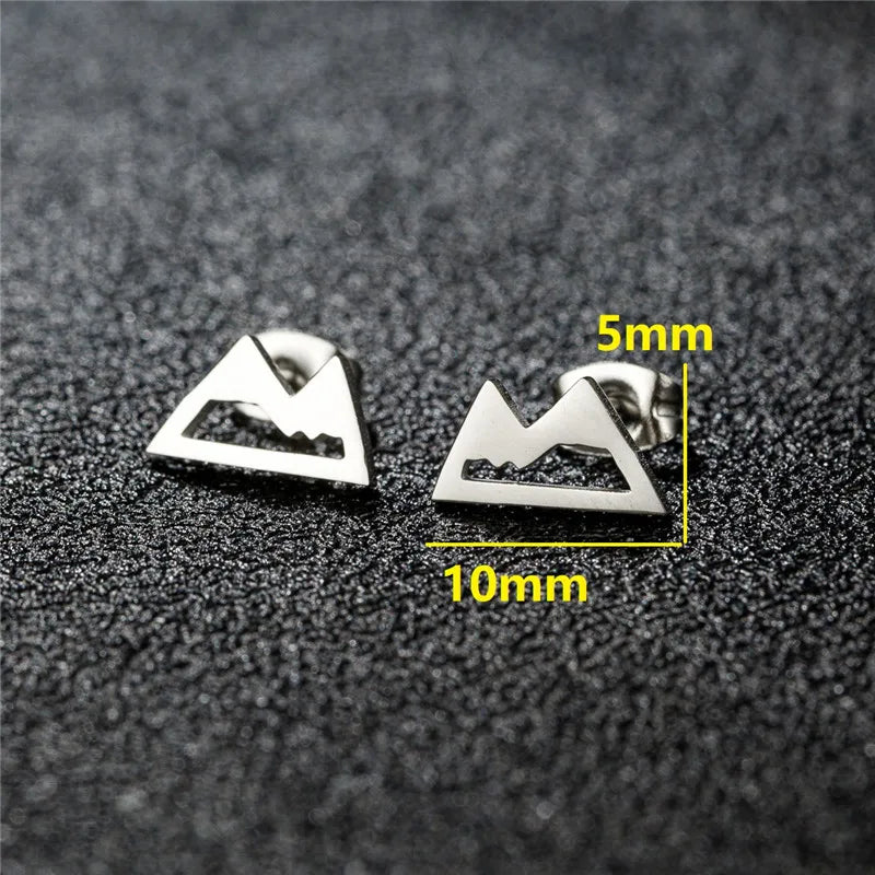 Lässige Mode Edelstahl Mountain Peak Ohrstecker für Frauen Mädchen Klassische Geographie Ohr Piercing Schmuck Wanderer Geschenke