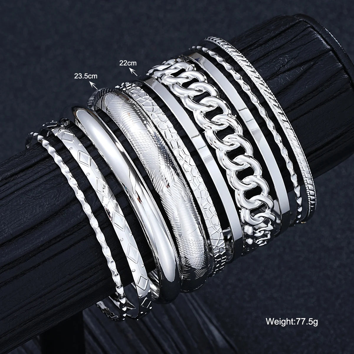 10 teile/satz Punk Metall Armreifen Set Für Frauen Schwere Vintage Stile Hip hop Strukturierte Armbänder Mode Schmuck Zubehör 2025 Neue