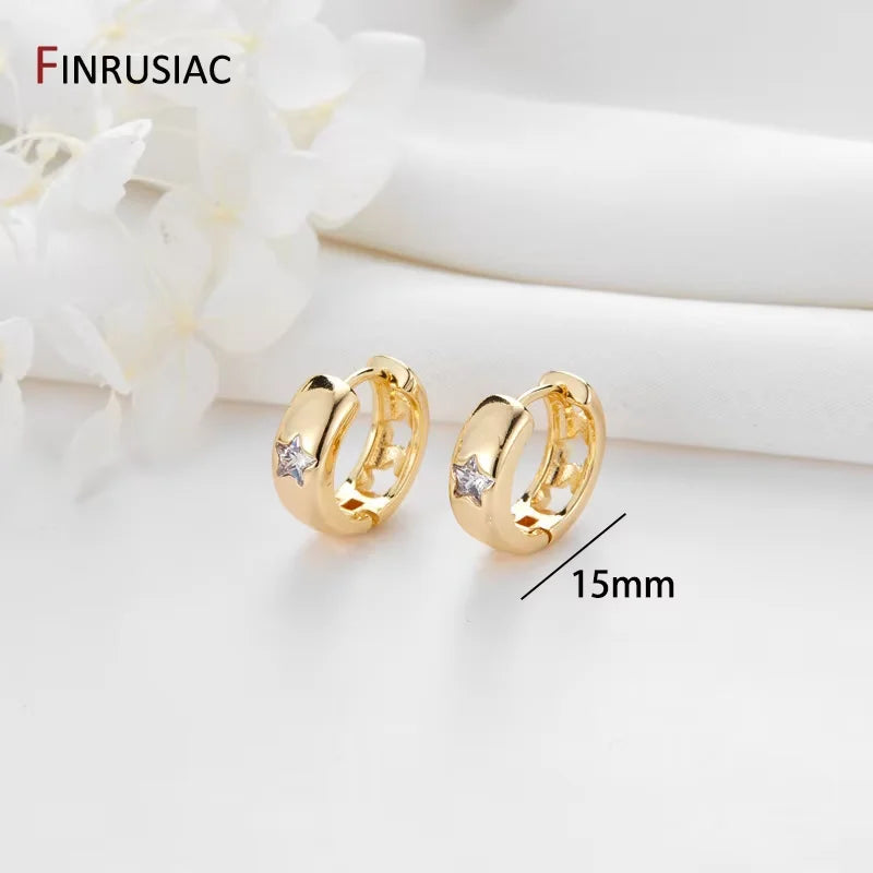 Neue trendige echte vergoldete runde Creolen für Frauen Mädchen Damen große Creolen Gold Kreis Ring Ohrringe Party Geschenk