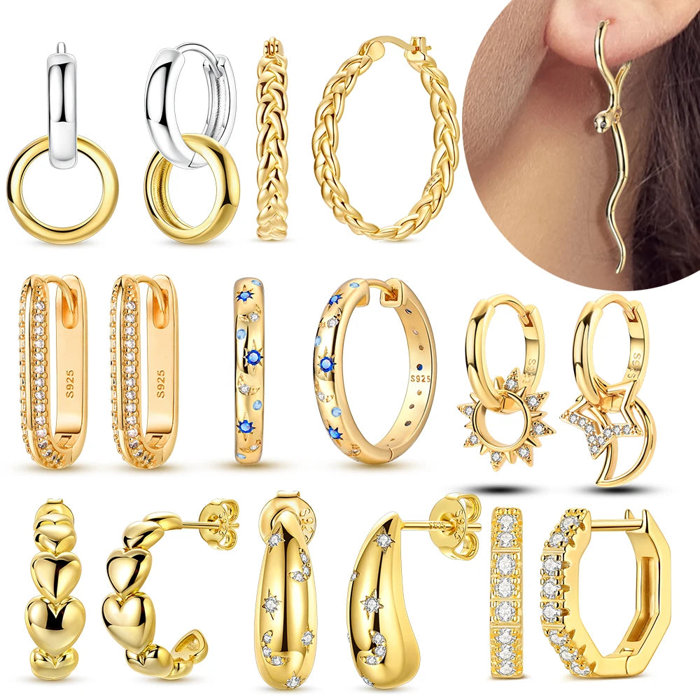 Ohrringe Original 925er Sterlingsilber Ohrstecker Tropfen Creolen Roségold für Frauen Mädchen Party Hochzeit Geburtstag Schmuck Geschenk