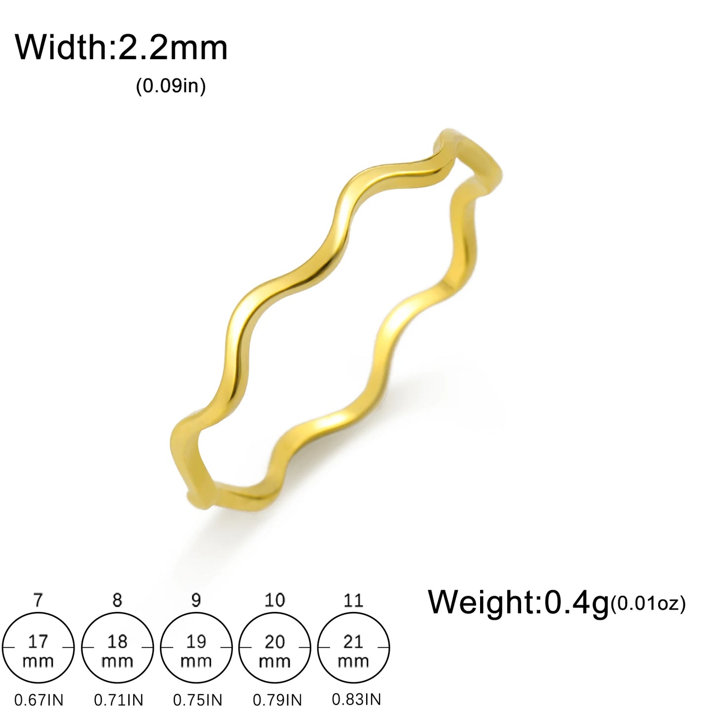 Lucktune Mode Einfacher Wellenring Edelstahl Damen Geometrische Linie Fingerringe Hochzeit Schmuck Geschenk für Liebhaber Paar Neu