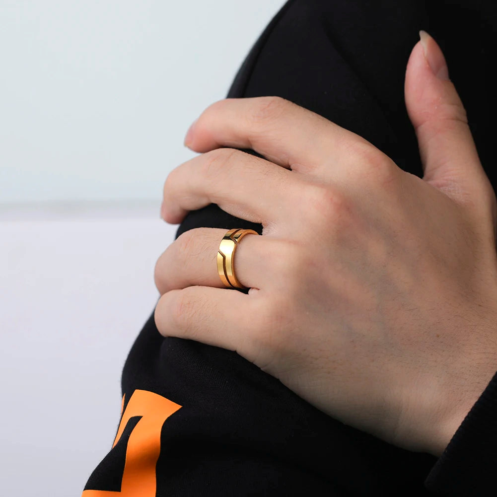 Unift Einfache Mode Finger Ring für Frauen Edelstahl Paar Ringe Männer Schwarz Farbe Klassische Party Hochzeit Band Schmuck Geschenk