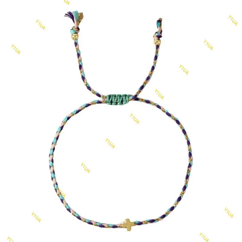 Y1ua Mehrzweck vier Farbwatte -Baumwollseilkreuze Armband für Männer und Frauen tragen