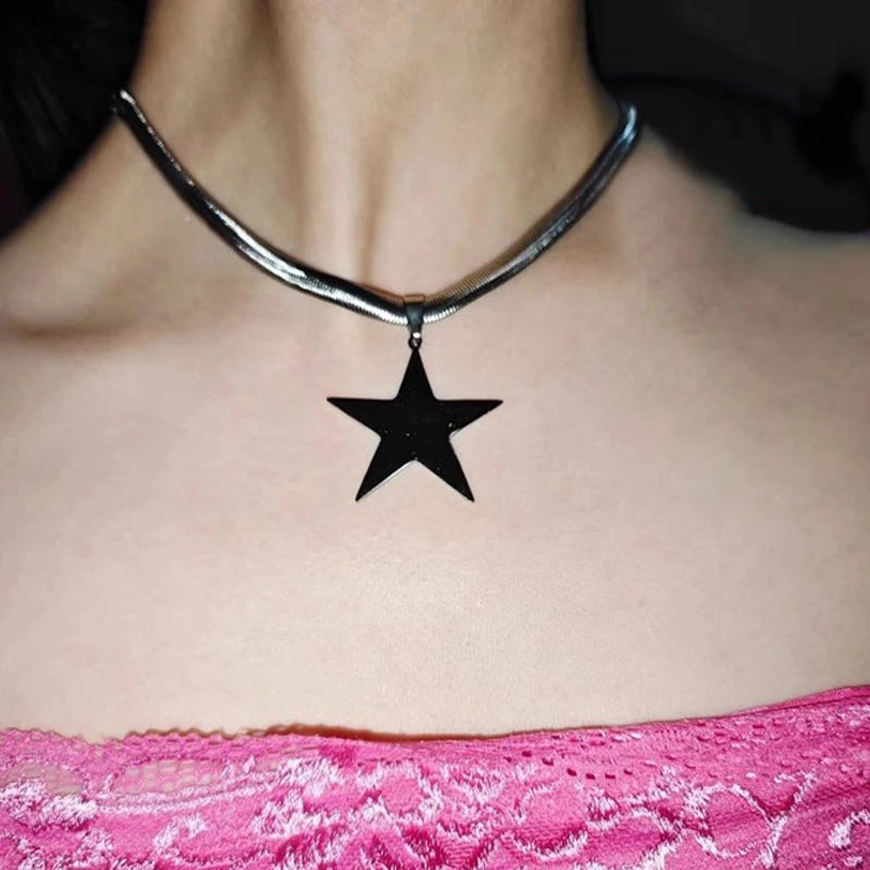 Y2k Schmuck Schlange Knochen Ketten Kreuz Anhänger Halskette Punk Charms Stern Halskette Frauen Grunge Zubehör Halsband Koreanische Mode