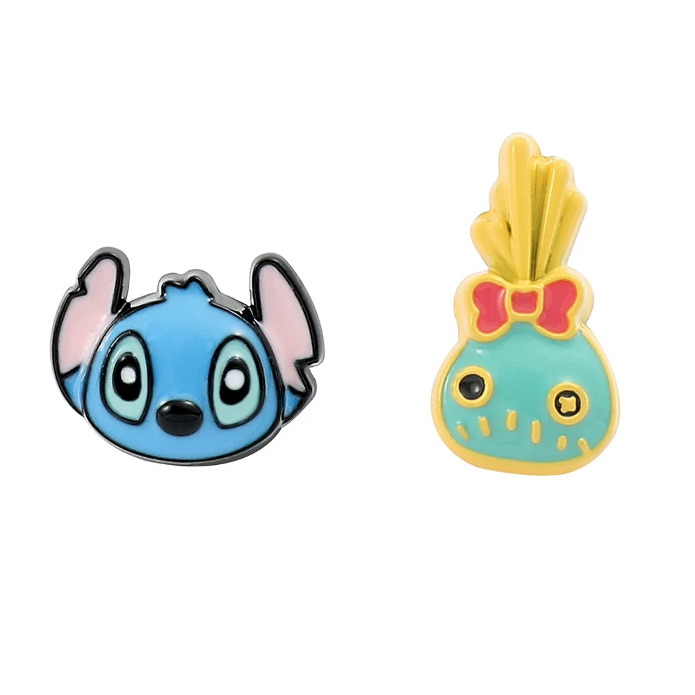Disney-niedliche Cartoon-Stich-Ohrstecker mit Blumen-Ohrsteckern für Frauen und Teenager-Mädchen, schöne Ohr-Accessoires, Schmuckgeschenke für Fans