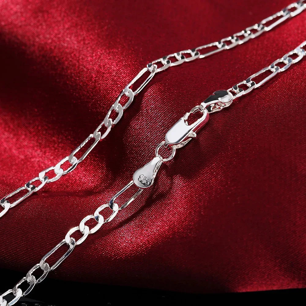 40-75 cm 925 Sterling Silber 4 mm Kette für Männer Frauen Armband Halskette Schmuckset Dame Weihnachtsgeschenk Charms Hochzeit