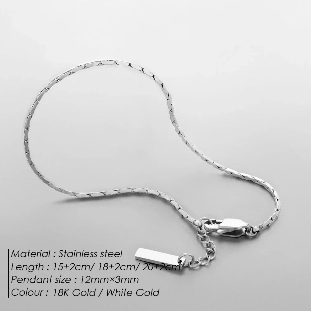eManco 1,3 mm gehämmertes Drahtketten-Armband aus Weißgold, schlicht, für Herren, kein Farbverlust, wasserdichter Handschmuck