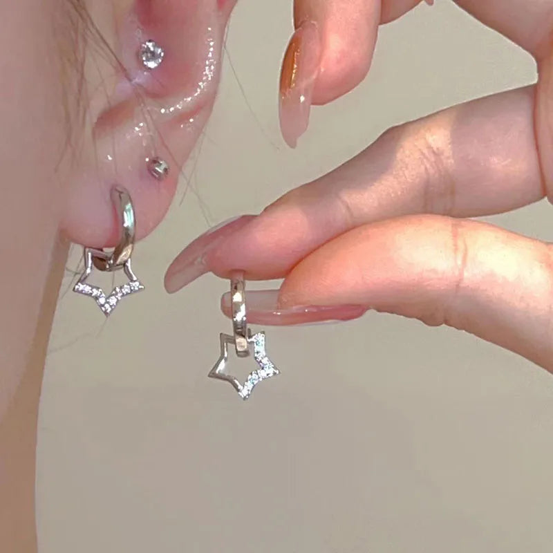 Glänzende Zirkon Stern Quaste Ohrringe Frauen Koreanische Nette Elegante Pentagramm Tropfen Ohrring Y2K Schmuck Hochzeit