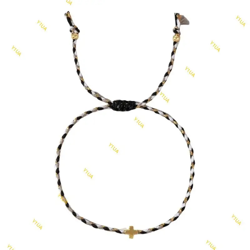 Y1ua Mehrzweck vier Farbwatte -Baumwollseilkreuze Armband für Männer und Frauen tragen