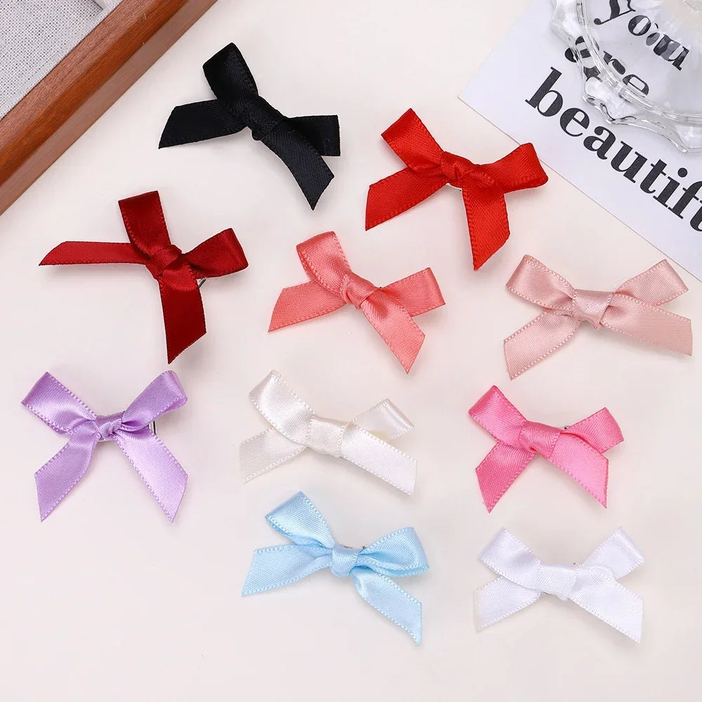5-24Pcs Y2k Mädchen Bögen Mini Haar Clips Metall Haarnadel Kopfbedeckung Haarspange Handgemachte Band Bogen Pony Clip Mode haar Zubehör