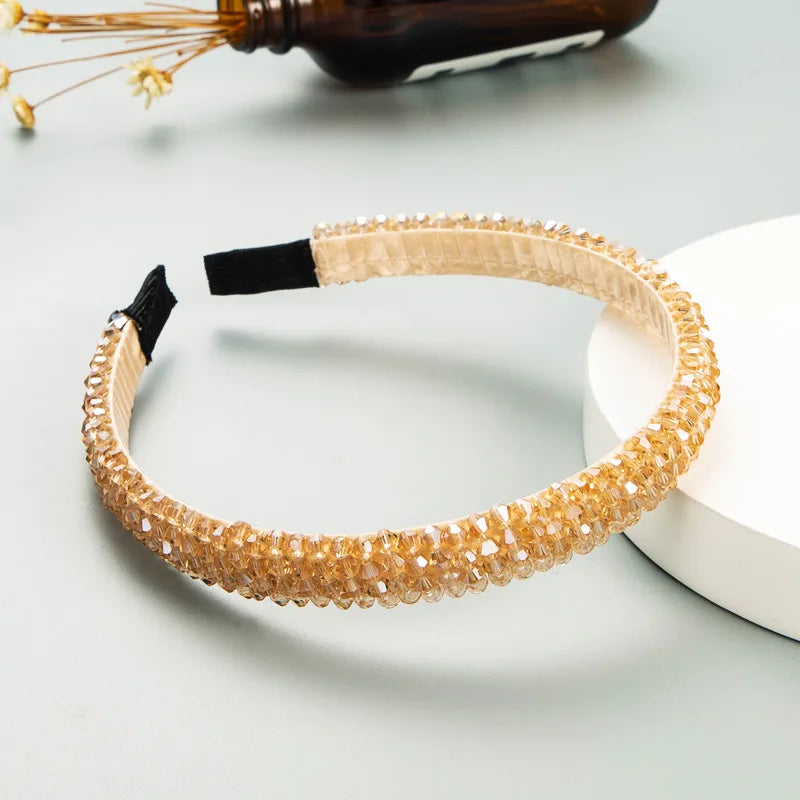 Frauen Mädchen Kristall Perlen geflochten handgemachte Haarband Stirnband Erwachsene Haarschmuck