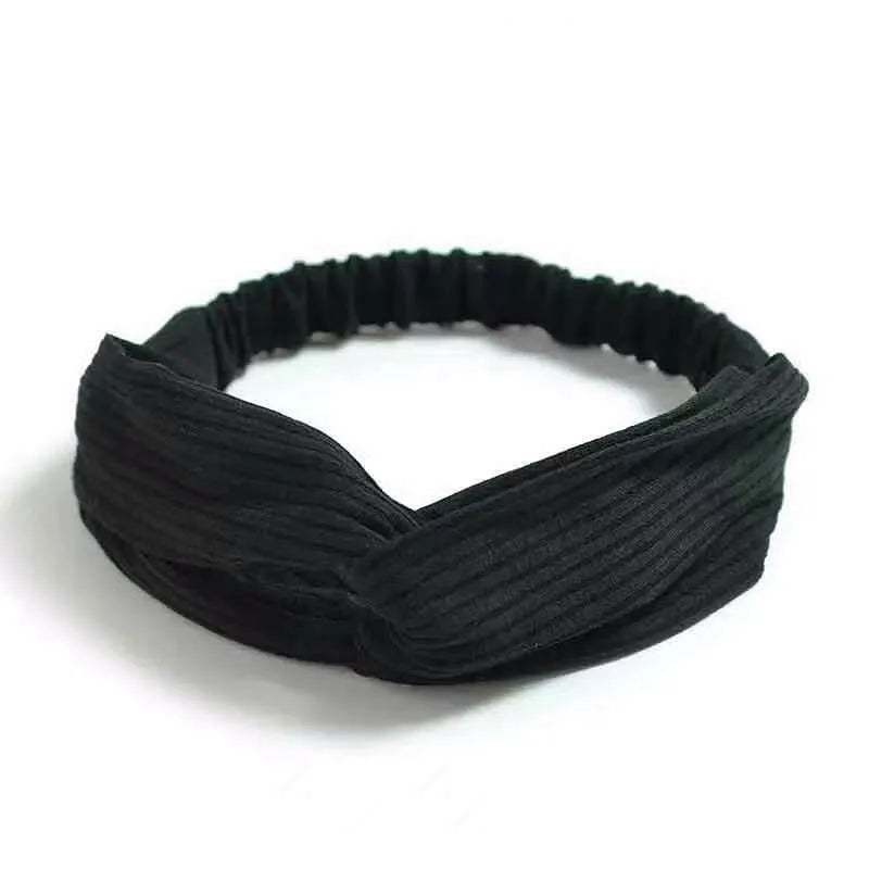 Neue Boho Frauen Weiche Solid Print Stirnbänder Vintage Kreuz Knoten Elastische Haarbänder Turban Bandanas Mädchen Haar Bands Haar Zubehör