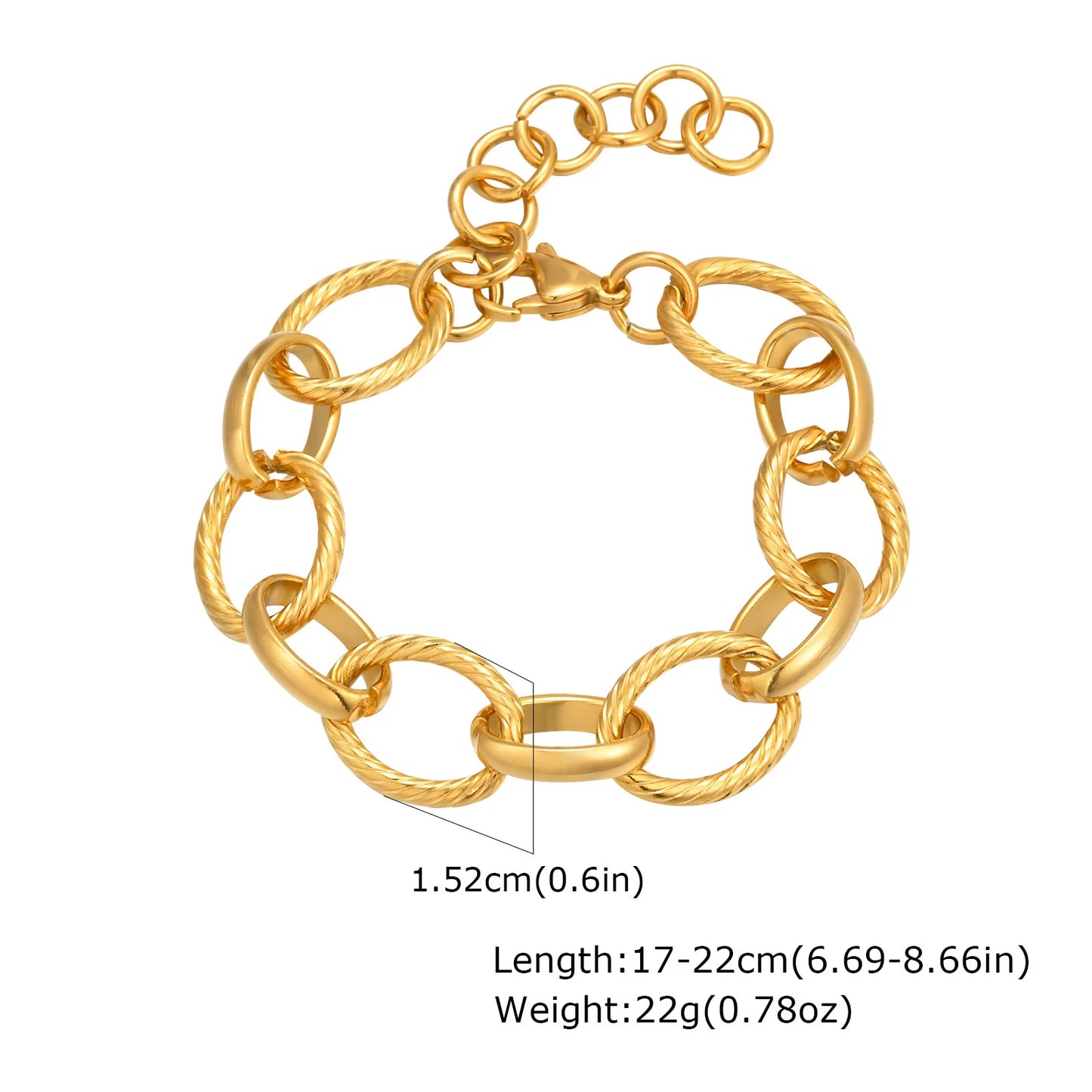 Miami Cuban Link Chain Armband für Damen, Edelstahl, goldfarben, verstellbar, minimalistische Armbänder, Schmuck, Geschenke