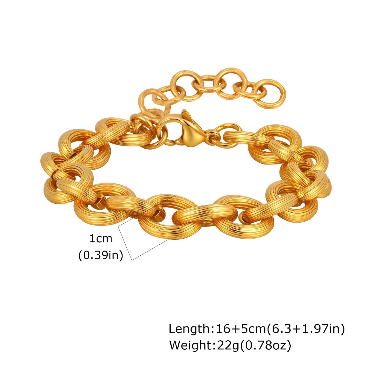 Miami Cuban Link Chain Armband für Damen, Edelstahl, goldfarben, verstellbar, minimalistische Armbänder, Schmuck, Geschenke