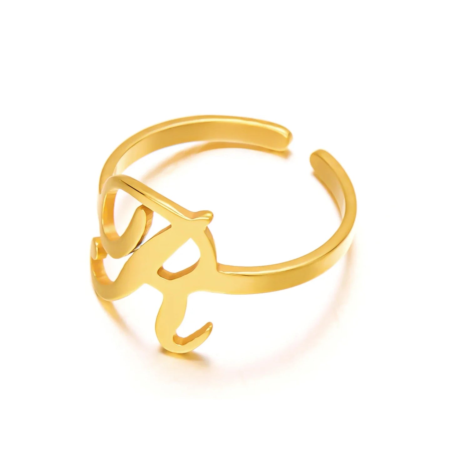 Ringe mit Anfangsbuchstaben für Damen, goldfarben, Edelstahl, A-Z, Buchstabe, verstellbarer Ring, ästhetisch, Hochzeit, Weihnachten, Schmuck, Geschenk