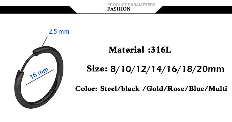 MadApe Trendy Silber Farbe Rose Gold Schwarz Ton Edelstahl Creolen Runde Schleife Ohrring Für Frauen 25mm/20mm/11mm