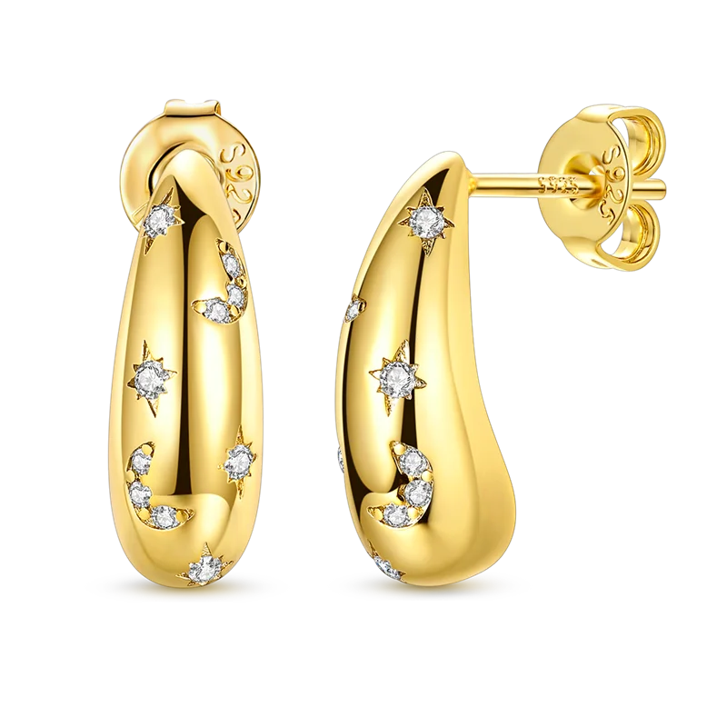 Ohrringe Original 925er Sterlingsilber Ohrstecker Tropfen Creolen Roségold für Frauen Mädchen Party Hochzeit Geburtstag Schmuck Geschenk