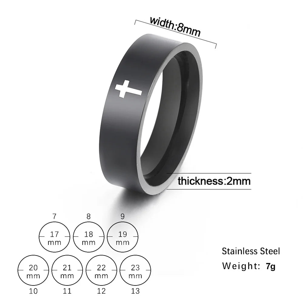 EUEAVAN Hip Hop Kreuz Paar Ringe Frauen Männer Edelstahl 6mm/8mm Religiöse Christian Finger Ring Punk party Schmuck Geschenke