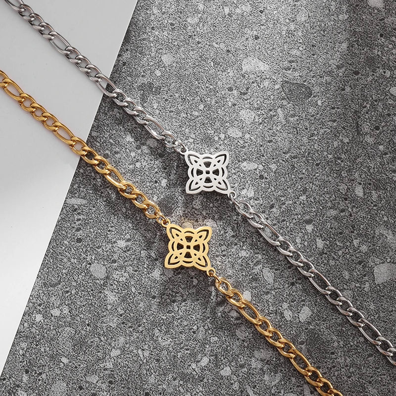 Edelstahl Hexerei Hexenknoten Armband Frauen Glücksknoten Verstellbares Armband Mädchen Glücksamulett Schmuck