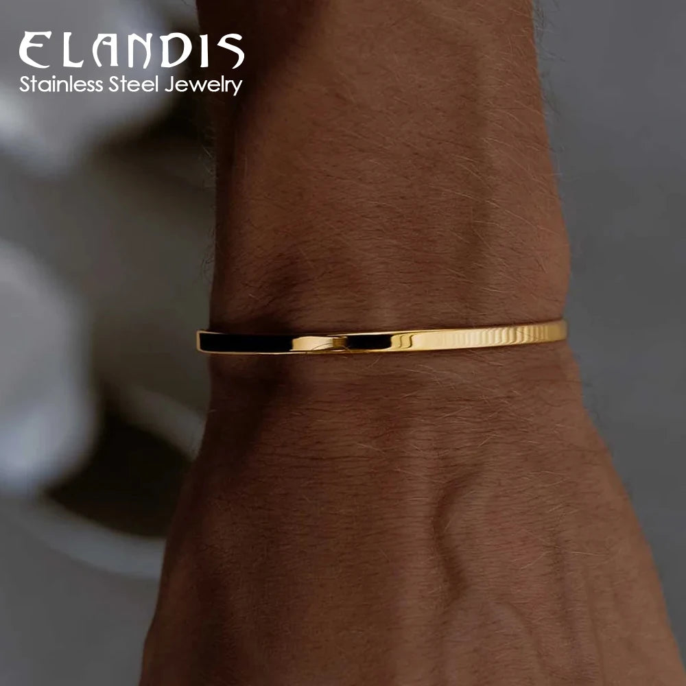 ELANDIS Minimal Unisize Manschettenärmel Minimalistischer Stil Herrenschmuck Personalisiertes Platinarmband Beliebtes Paar Festival Geschenk