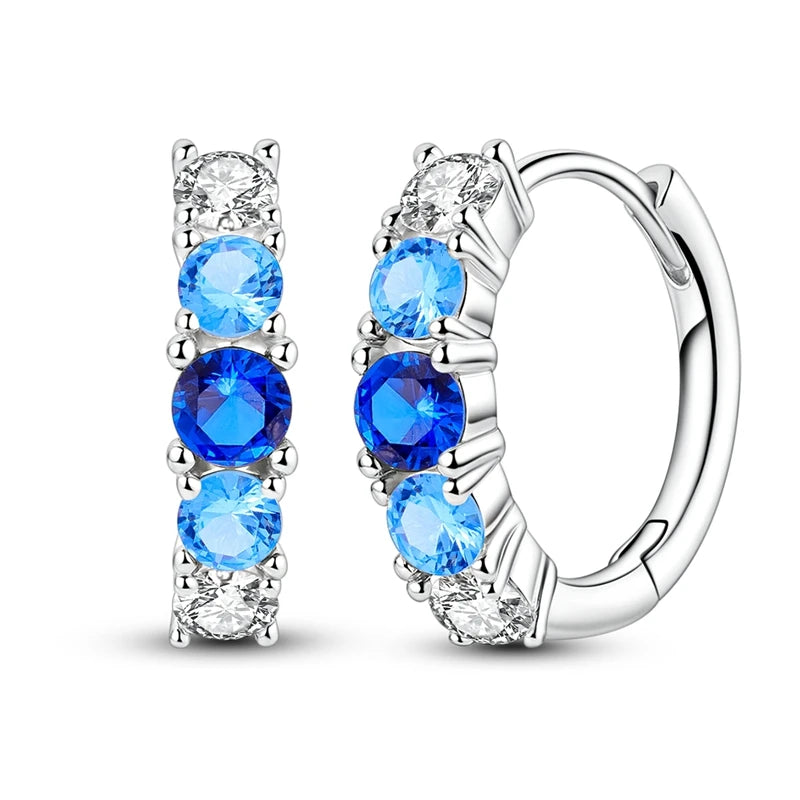Original 925 Sterling Silber Blaue Zirkonium Schmetterling Ohrringe Farbige Creolen Frauen Weibliche Party Edlen Ohrring Schmuck