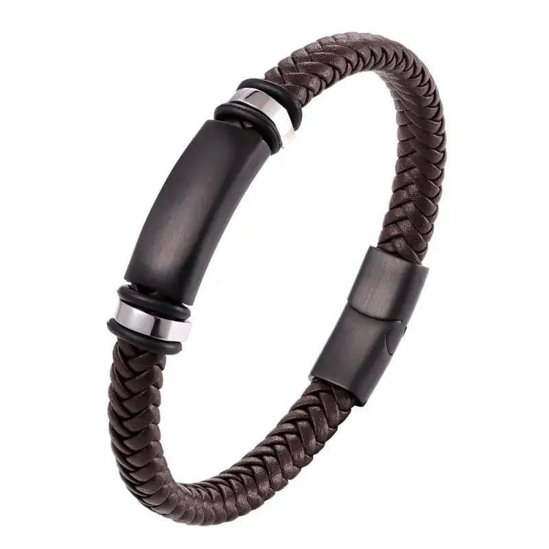 Retro Punk Fahrradkette handgewebtes Lederarmband mit Metallschnalle für Männer Motorradfahrer Rock Party Schmuck Geschenk