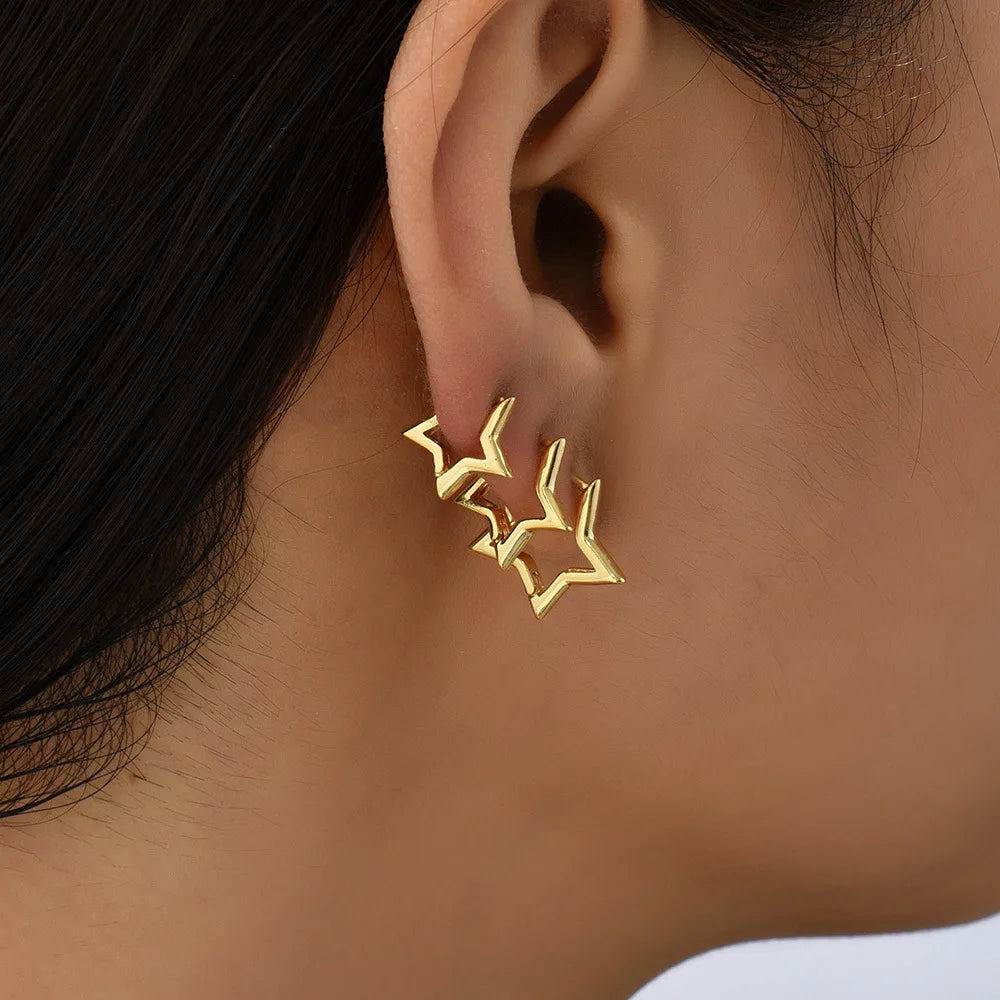 6 teile/satz Edelstahl Minimalistischen Creolen für Frauen Kristall Zirkonia Huggie Kreis Punk Ohrringe Piercing Schmuck Trendy