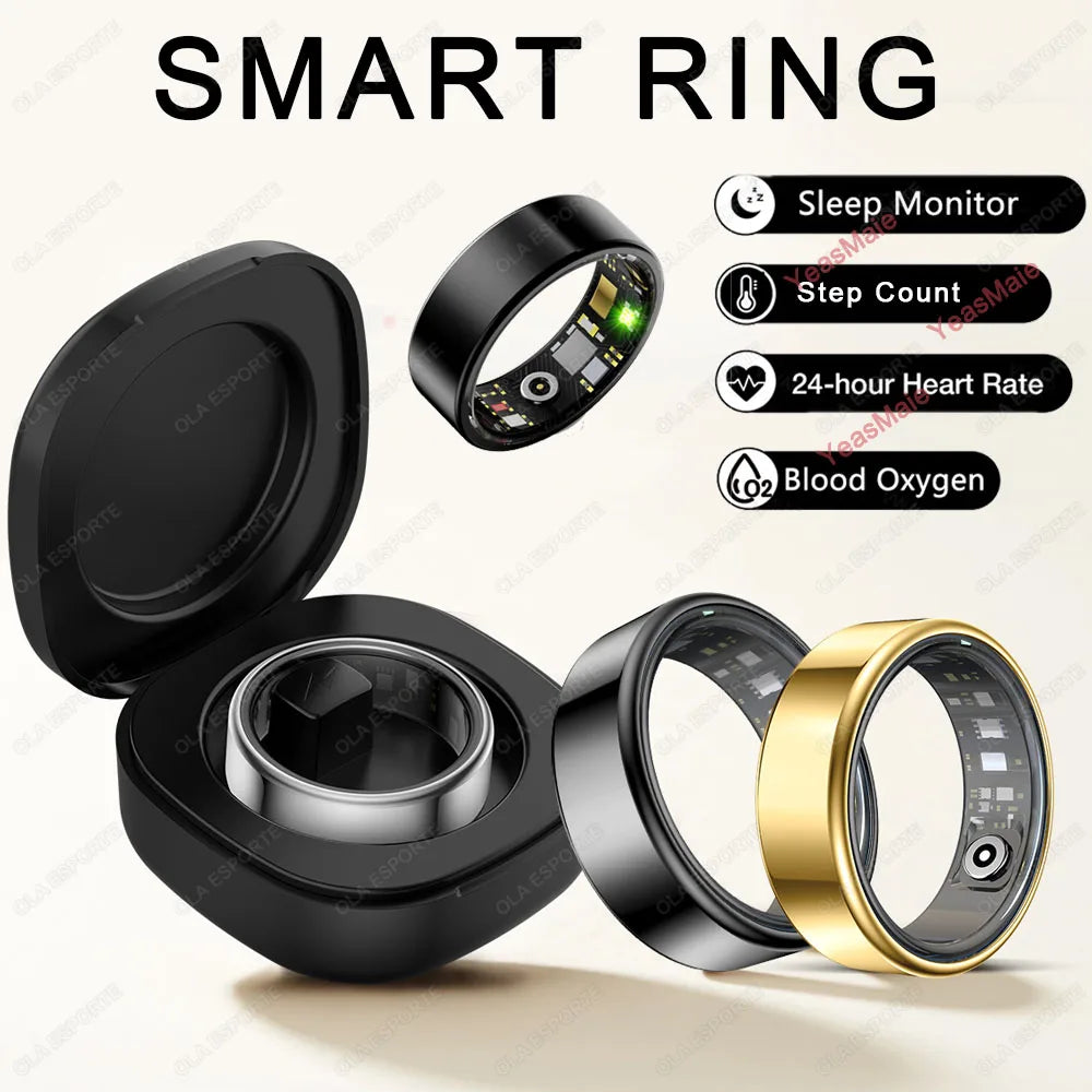 2025 Neu für Xiaomi Smart Ring Männer Frauen, Herzfrequenz- und Blutsauerstoffmonitor Smartring IP68 & 5ATM wasserdicht, Multi-Sport-Modus