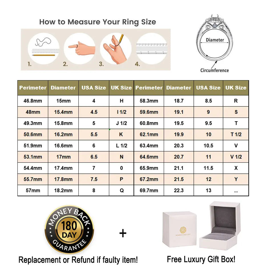 Newshe Verlobungsring aus 925er Silber, Ehering, Weiß-Gelb-Gold, Schmuck, luxuriöser Solitär-Ring mit rundem Kubikzircon und Diamanten