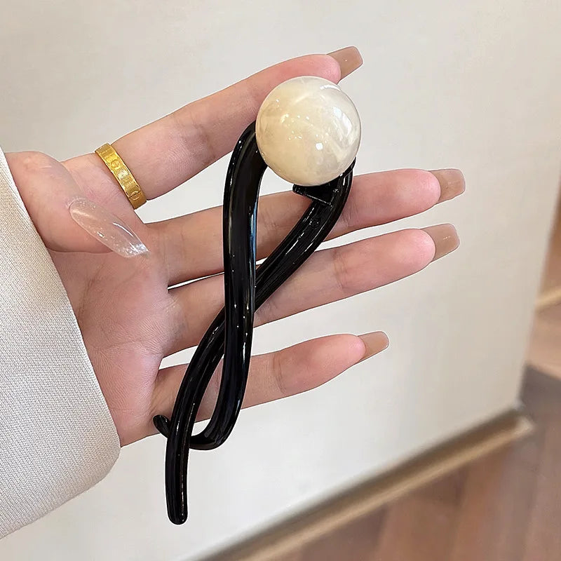 Neue Twist Haarspange Kunststoff Acryl Perle Imitation Perle Haarnadel Twisted Design Frauen Haarschmuck