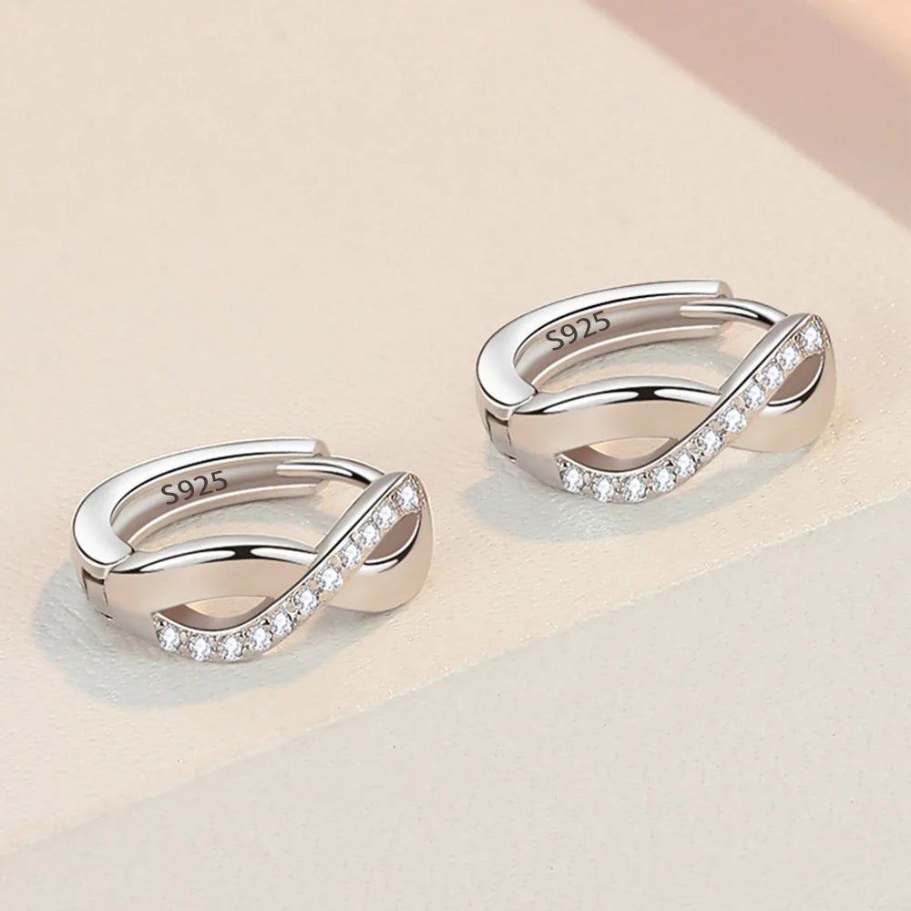 Neue 925er Sterlingsilber-Ohrringe mit glänzendem Zirkon, runde Ohrringe für Damen, modischer und eleganter Schmuck, Geburtstagsgeschenk