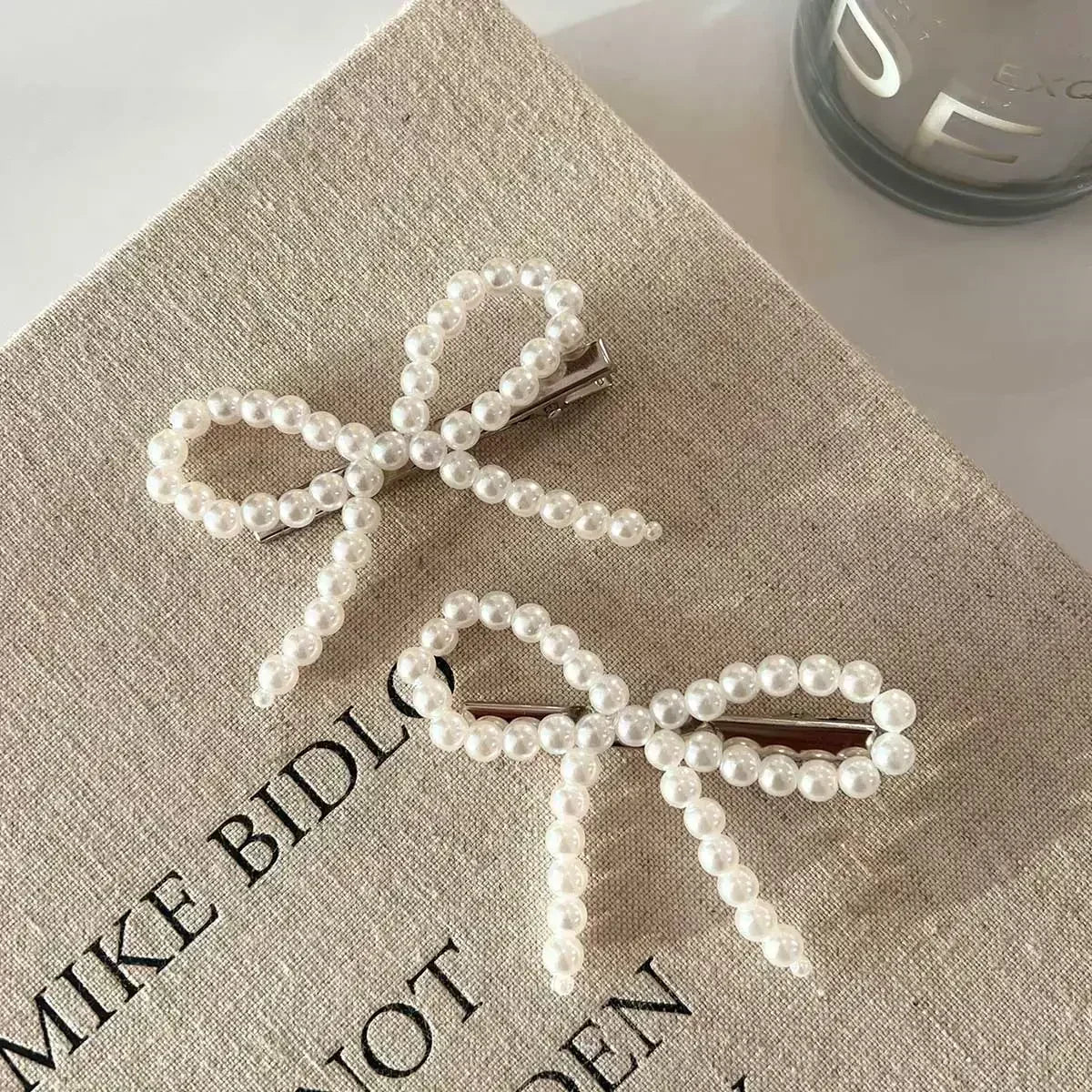 Neue Koreanische Mode Frauen Perle Haar Clips Pins Nette Mädchen Perle Haarspange Bögen Haarnadel Metall Haar Clips Y2k Mädchen Haar Zubehör