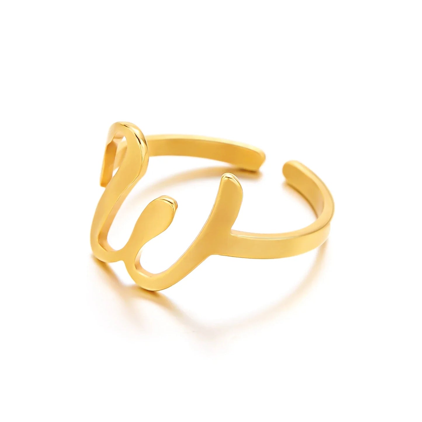 Ringe mit Anfangsbuchstaben für Damen, goldfarben, Edelstahl, A-Z, Buchstabe, verstellbarer Ring, ästhetisch, Hochzeit, Weihnachten, Schmuck, Geschenk
