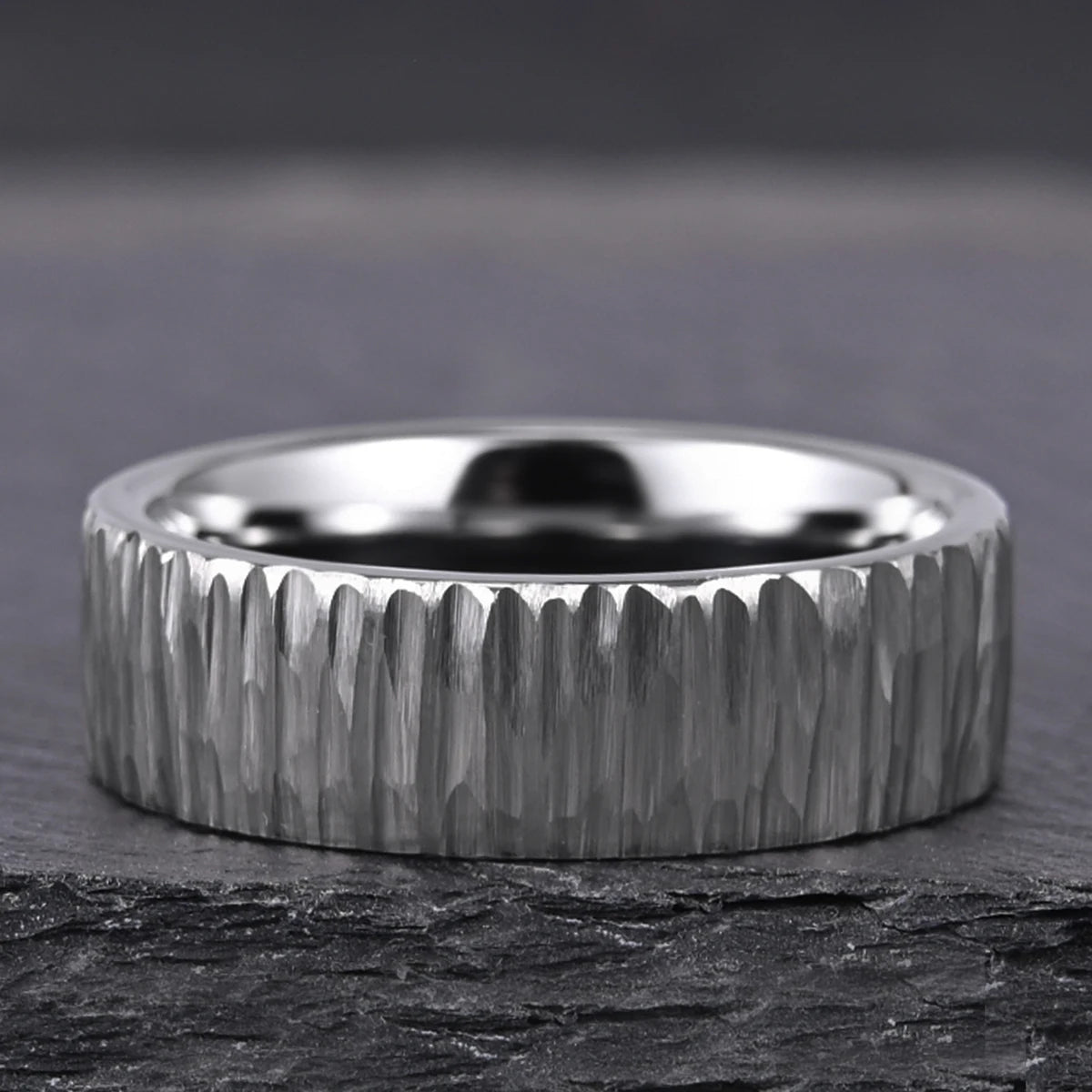 Wolframkarbid-Ring für Herren, 8 mm, silbrige Rinde, strukturiert, Vintage-Paar, Verlobung, Eheringe, geeignet für Party, Jahrestag
