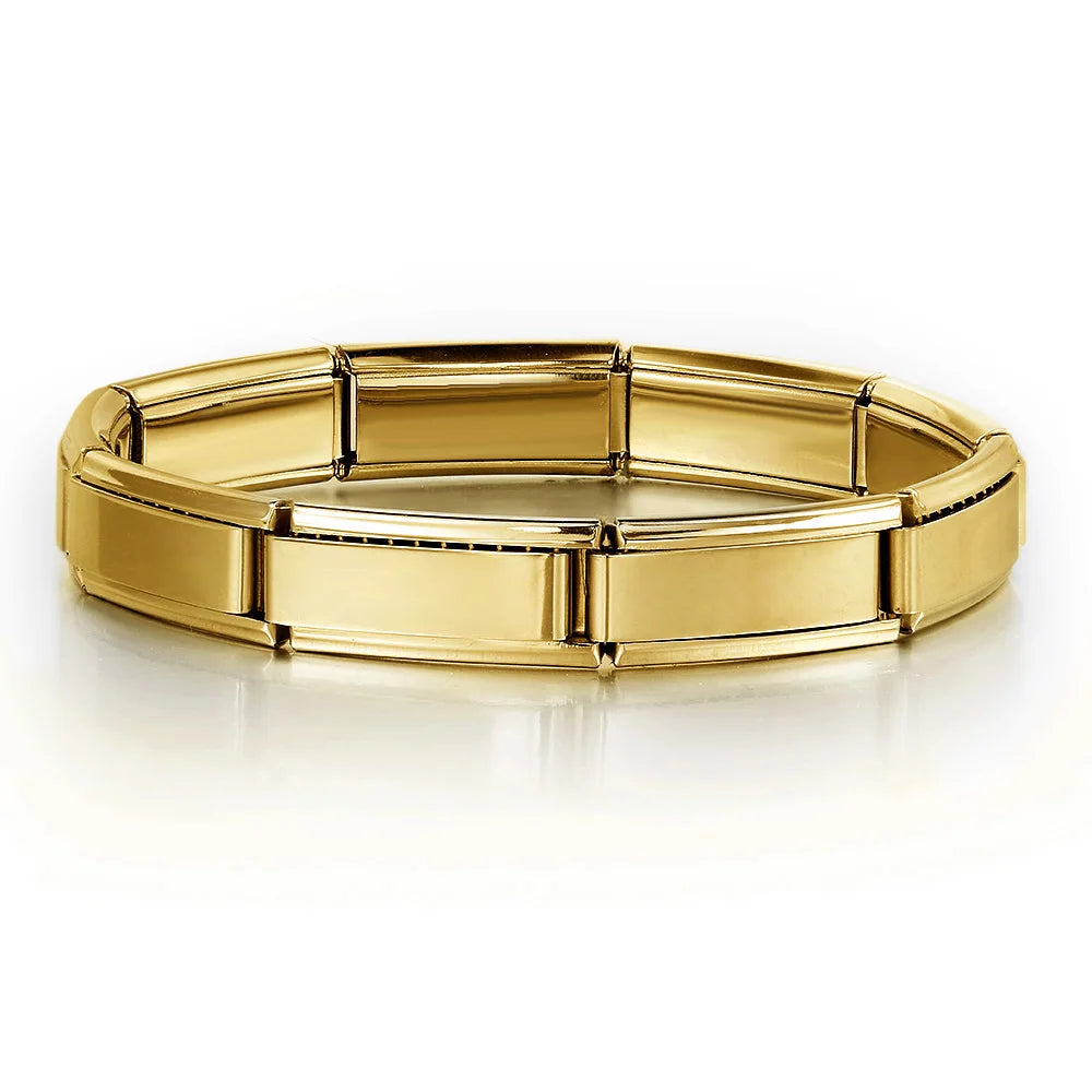 URING Frauen Männer Einfache Armreifen Charms Italienische Links Edelstahl 9mm Breite Mode Gold Farbe Armbänder Schmuck Geschenke