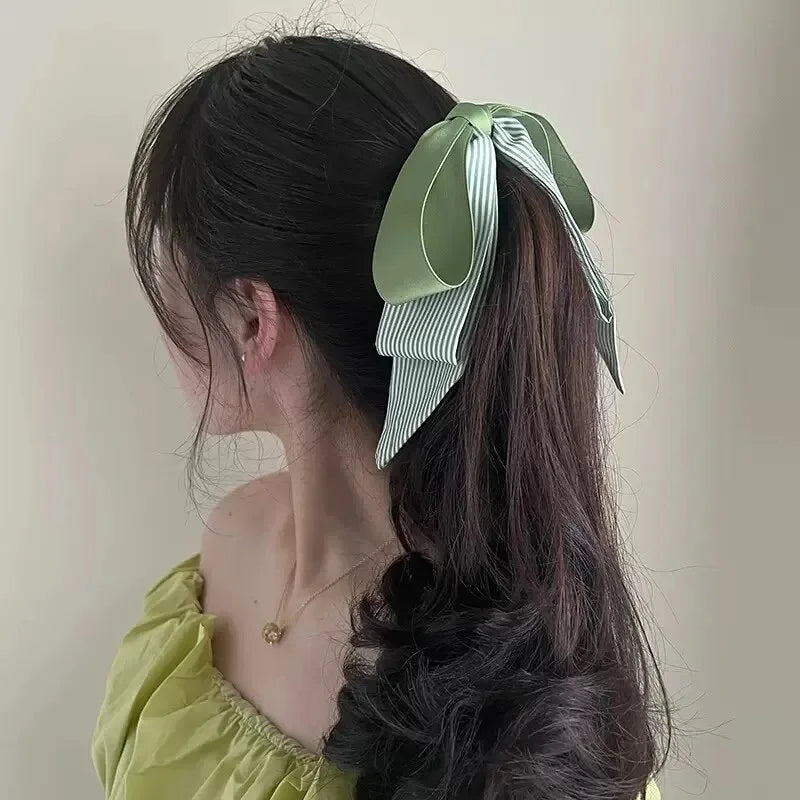 Vertikaler Clip, Pferdeschwanz, Seidenschal, Kaktus, eleganter Haarschmuck, Schmetterlingsknoten-Clip, Original-Haarkarte, Kopfschmuck, handgefertigt
