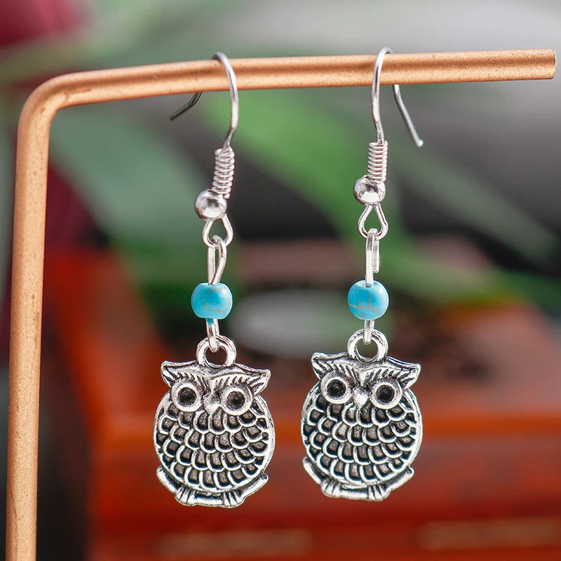 Böhmische Legierung Blume Herz Tropfen Ohrringe für Frauen Türkis Stein Quaste baumeln Ohrringe Mädchen Weihnachts geschenke