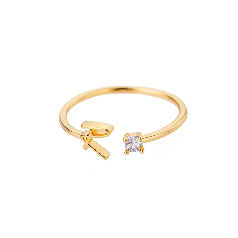 A-Z-Anfangsringe für Frauen, offen, verstellbar, Edelstahl, Ehering, 2025, Trend, Goldfarbe, Paar-Schmuck, Accessoires, Geschenk