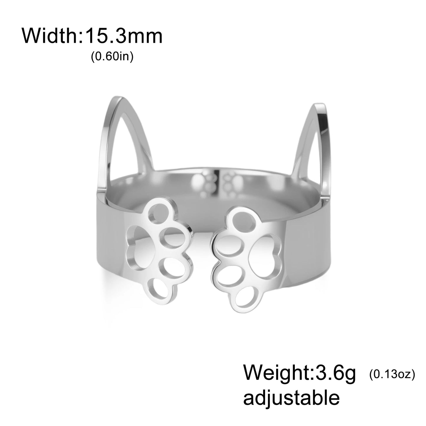 Cazador Niedliche Katze, Kätzchen, Ohren, Pfoten, Fußabdrücke, Damenring, Edelstahl, Tier, verstellbare Fingerringe, Party-Schmuck, 2025, Geschenk