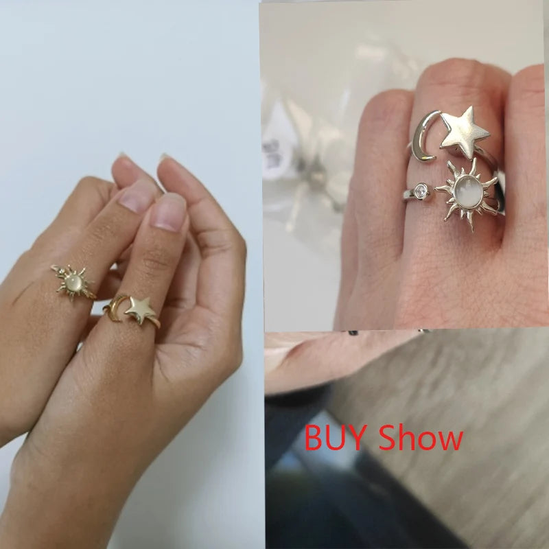 Anti Stress Angst Zappeln Ringe für Frauen Edelstahl Spinner Sonnenblume Sonne Stern Ring Trendy Schmuck Geschenk Dropshipping