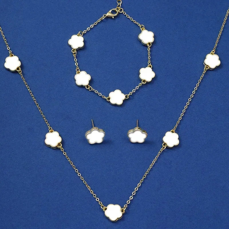 Neue Einfache Runde Perle Linie Imitation Perle Ringe Ohrringe Anhänger Halskette Vier-Stück Sets für Frauen Trend Jewerly Set Paty geschenk