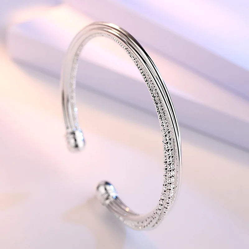 Neue 925er Sterlingsilber, original romantische Gypsophila-Stern-Armreifen für Damen, Armbänder, Mode, Party, Hochzeit, Accessoires, Schmuck