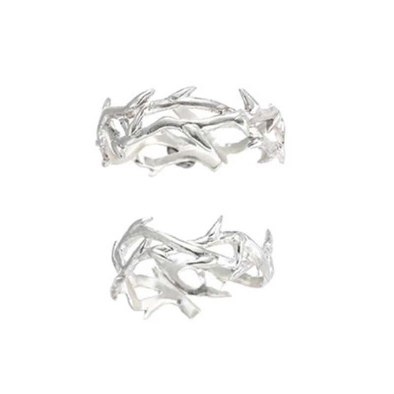 Einstellbare Ringe Silber Dorn Zweig Ringe Offene Ringe für Engagement Vorschlag Paar Schmuck Geschenke Frauen Männer Ornament