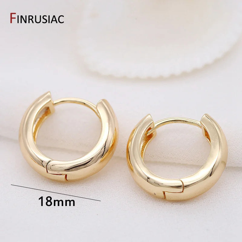 Neue trendige echte vergoldete runde Creolen für Frauen Mädchen Damen große Creolen Gold Kreis Ring Ohrringe Party Geschenk