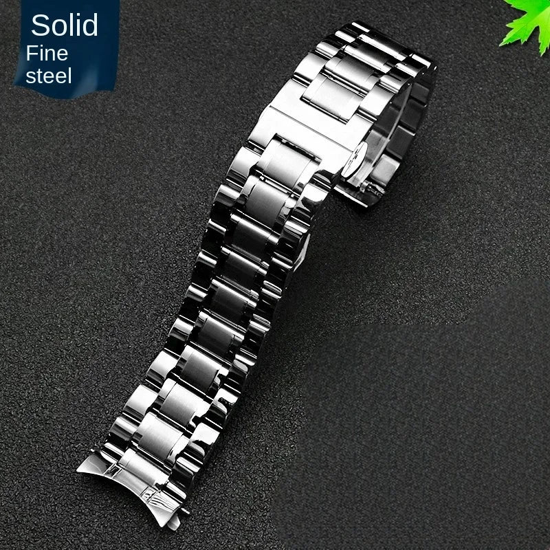 Gebogenes Ende Arc Metallarmband für Seiko Timex Citizen Casio Edelstahlarmband 20mm 22mm 24m Mattes Uhrenarmband Kettenarmband