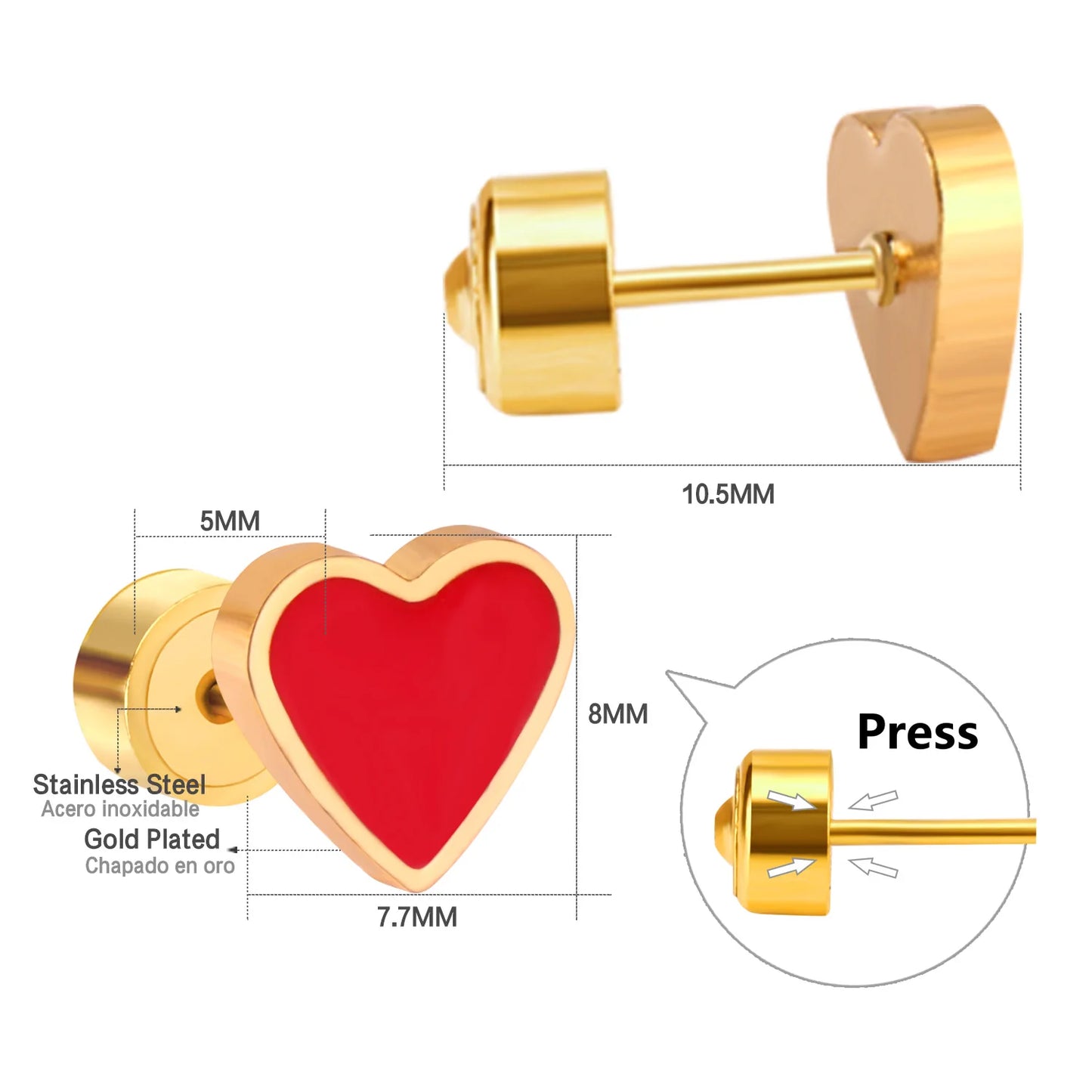 LUXUKISSKIDS Ohrstecker aus chirurgischem Stahl für Mädchen/Frauen, Erdbeere, Regenbogen, niedliches romantisches Piercing, winziger Schmuck mit hypoallergenkeit