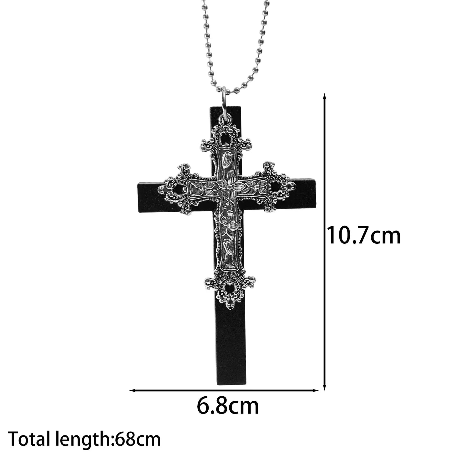 Y2K Holz Kreuz Schwarz Bohrer Anhänger Halskette für Frauen Männer Mode Vintage Coole Würzige Mädchen Hip Hop Halskette Party Schmuck Geschenke